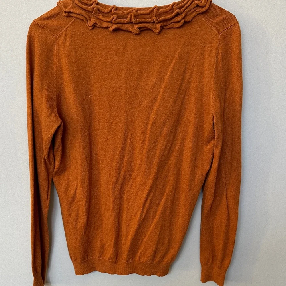 Talbots Ruffled Orange Cardigan - Picture 4 of 4